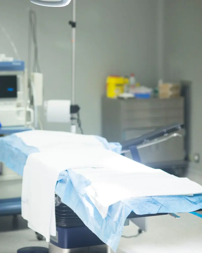 Empty hospital operating room table
