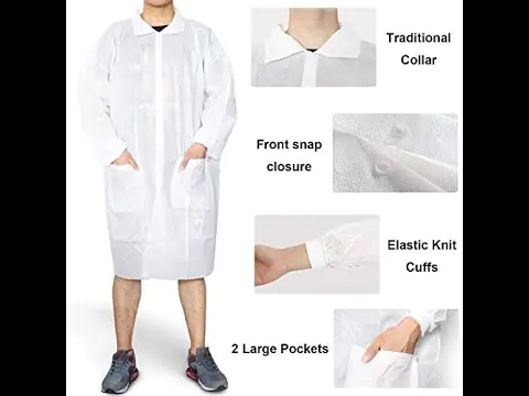 Protective gown with pockets and elastic cuffs
