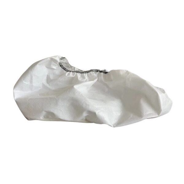 White disposable shoe cover with elastic edge