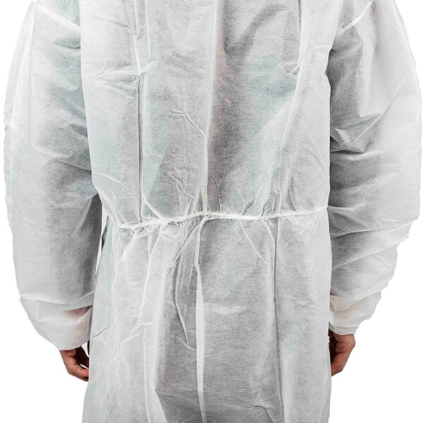 Disposable protective coverall from back view