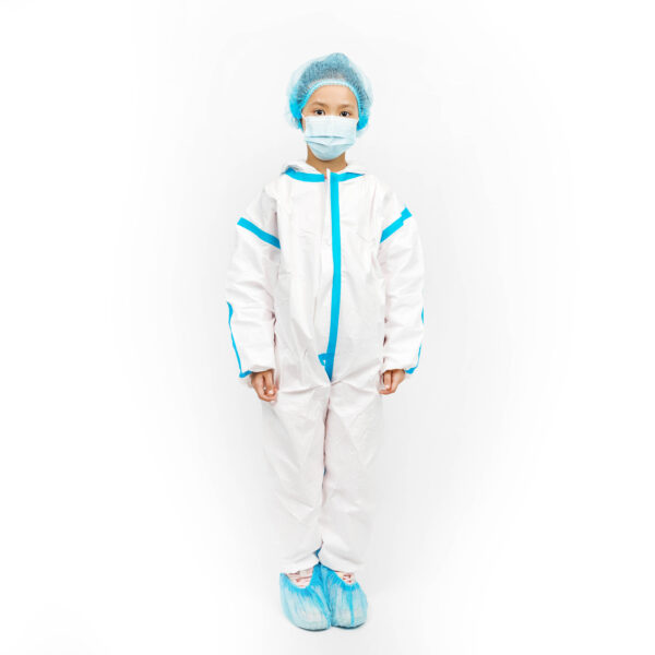 Person in protective medical clothing and mask