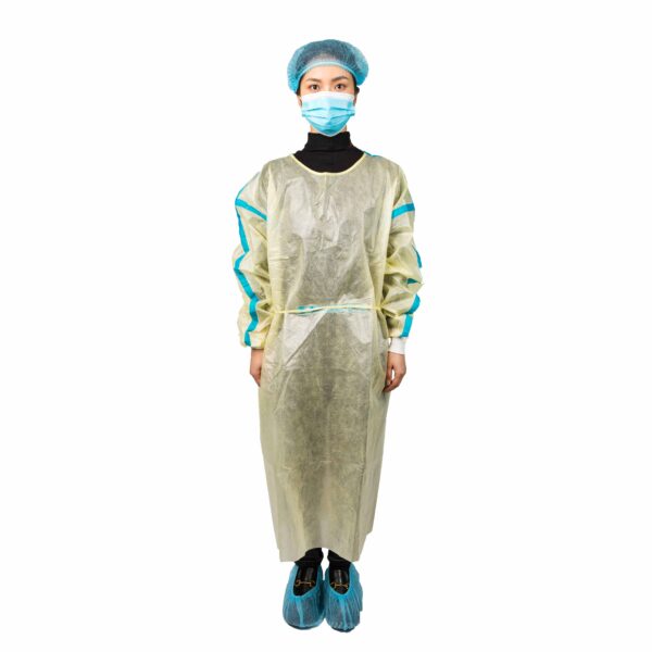 Medical staff in protective gown and mask