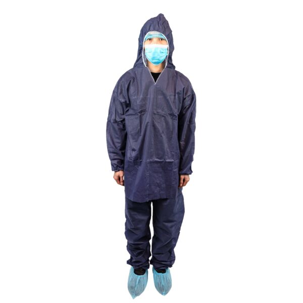 Person in protective healthcare clothing and mask.