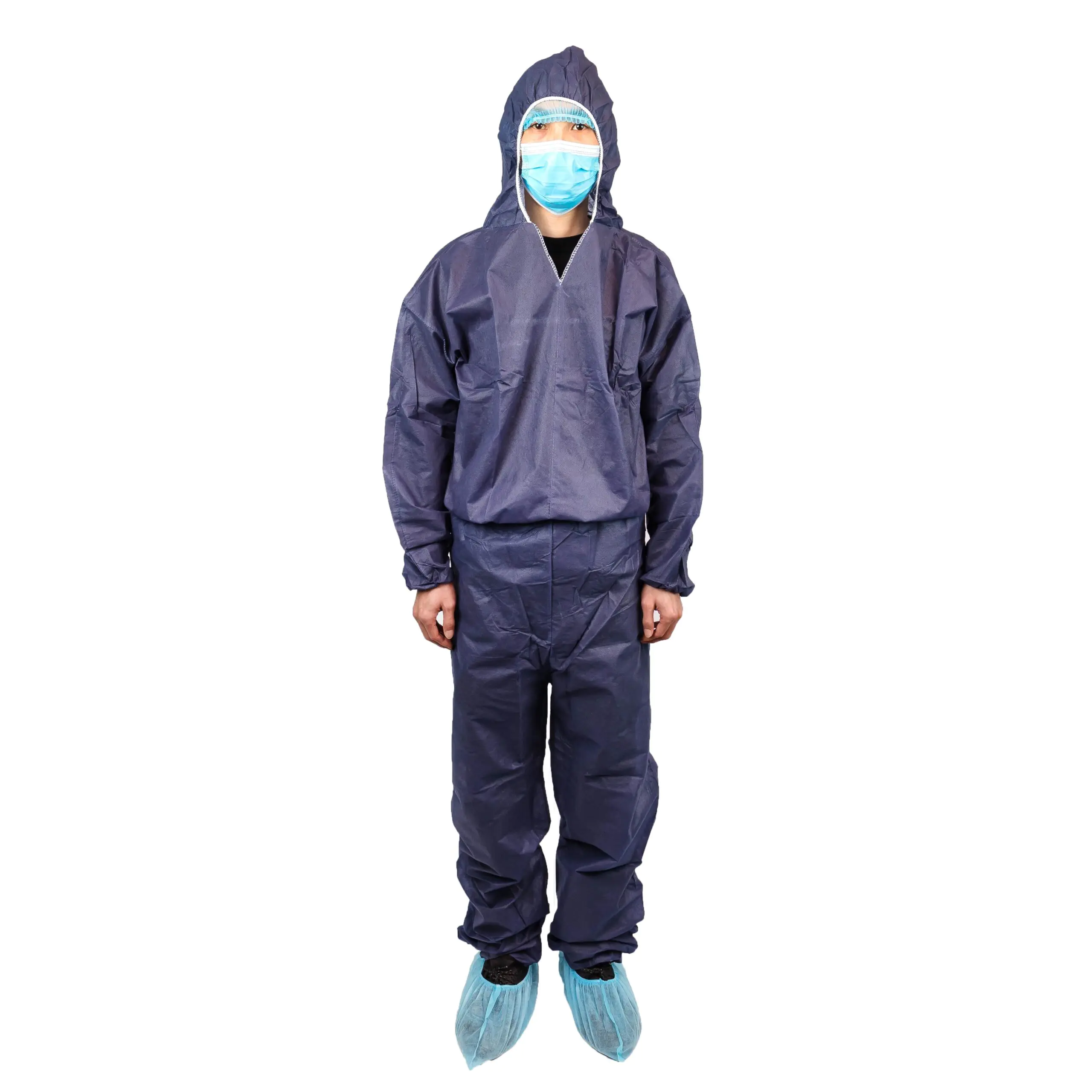 Person in protective suit with face mask