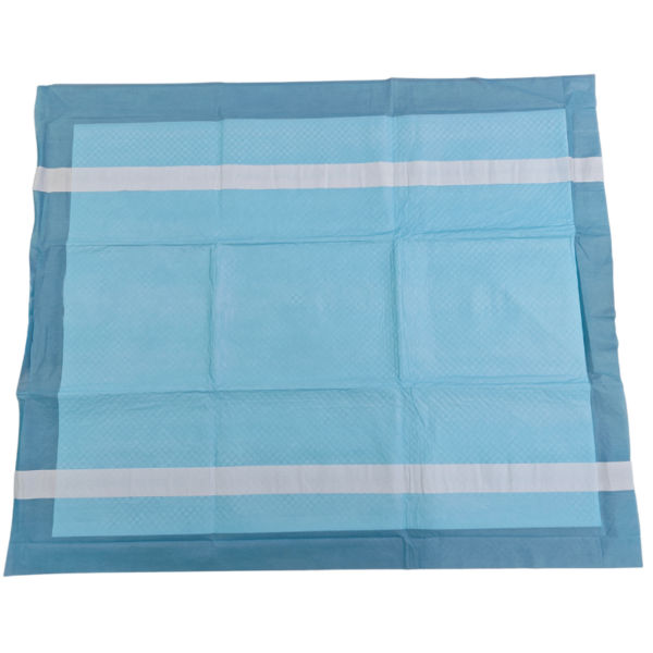 Blue disposable underpad for incontinence protection