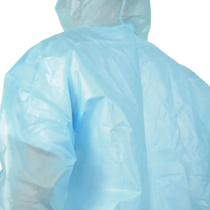 Blue disposable medical gown close-up