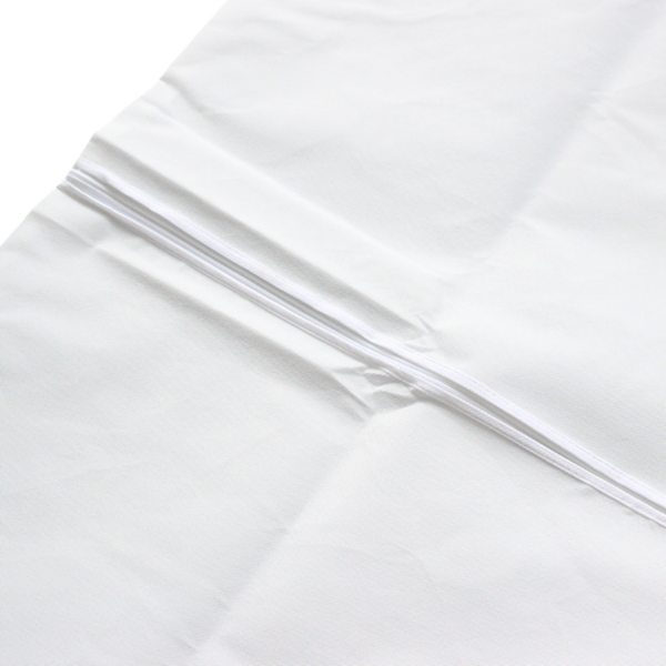 White fabric with a zipper