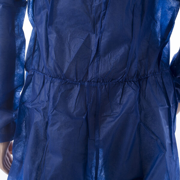 Close-up of blue protective garment fabric