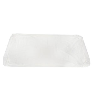 White fitted bed sheet on flat surface