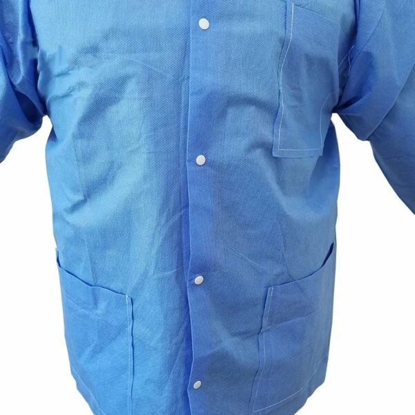 Blue lab coat with pockets and buttons