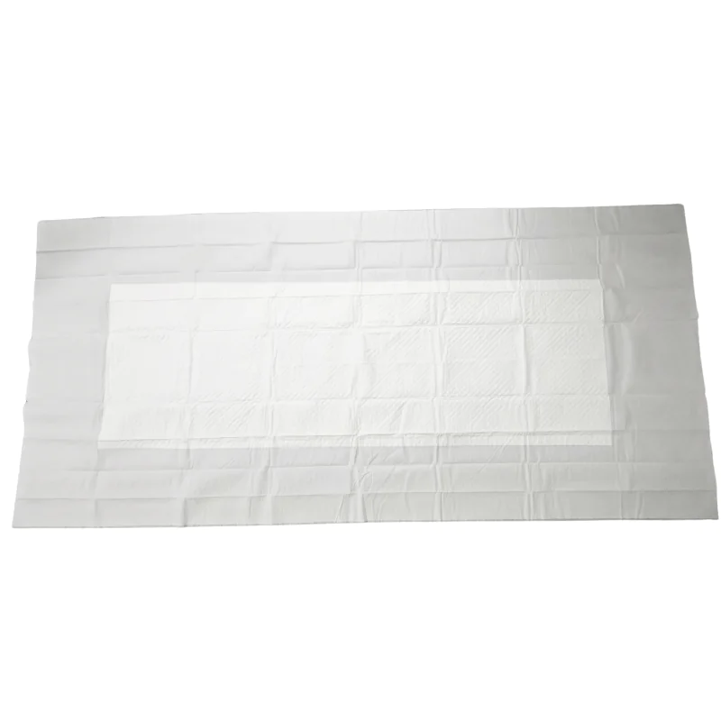 Absorbent white protective bed pad.