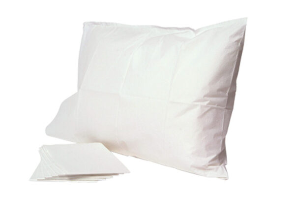 White pillow with disposable covers.