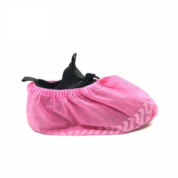 Black shoe with pink protective cover