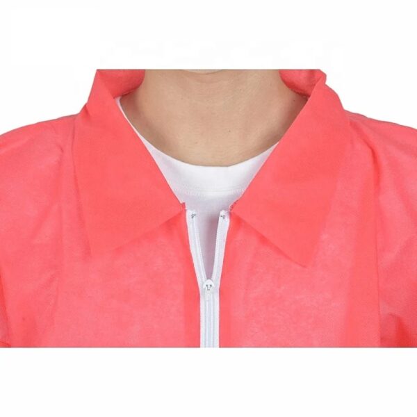 Pink collared jacket with front zipper.