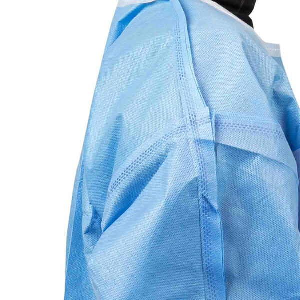 Close-up of blue medical protective gown