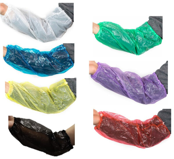 Colorful disposable plastic arm sleeves