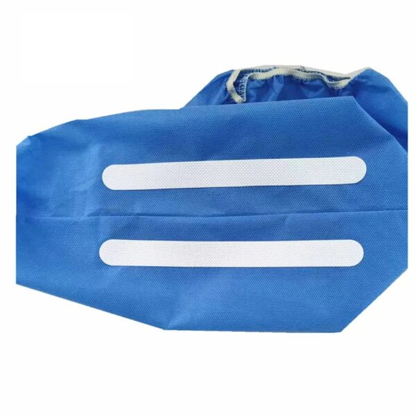 Blue shield cover with white straps