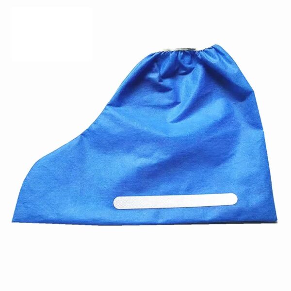 Blue disposable shoe cover with elastic top