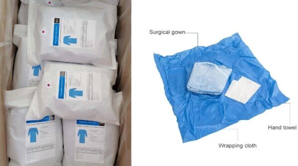 Packaged surgical gowns and cloth