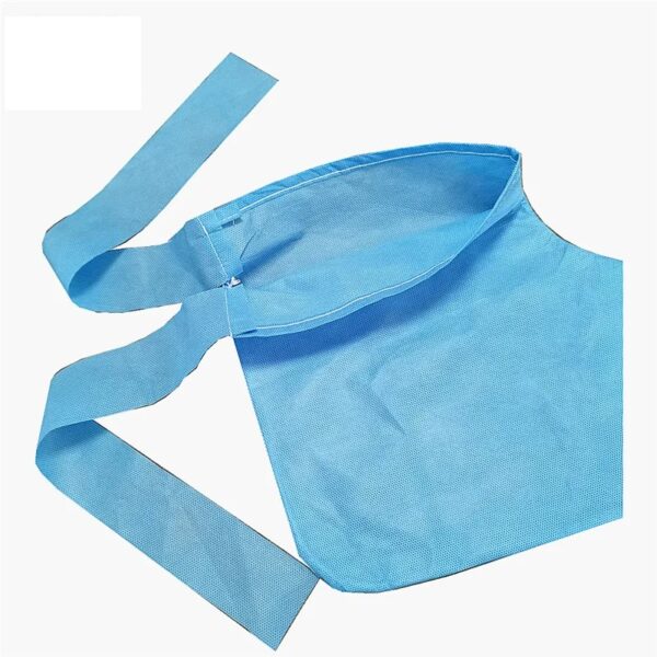 Blue disposable medical gown with ties