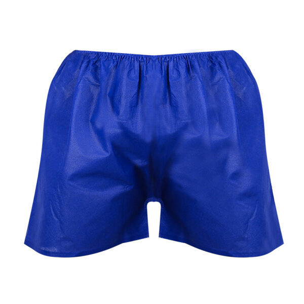 Blue drawstring shorts on display