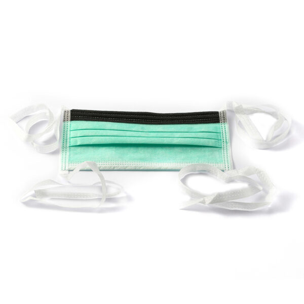 Green disposable face mask with straps