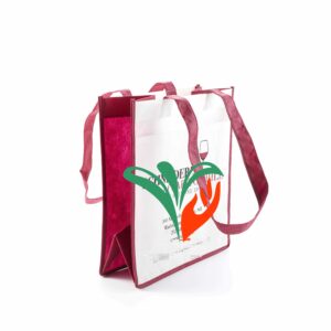 Red and white reusable shopping bag