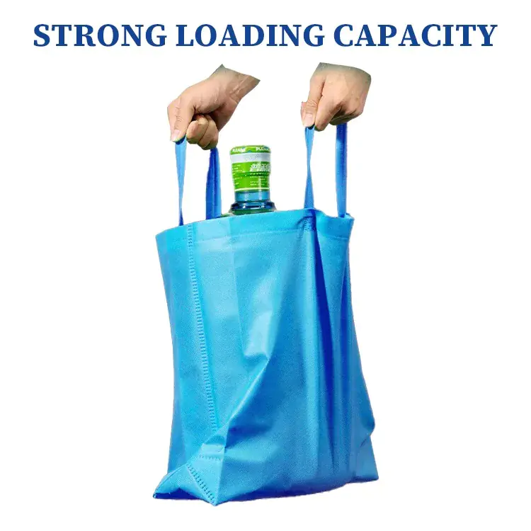 Strong blue bag holding heavy items securely