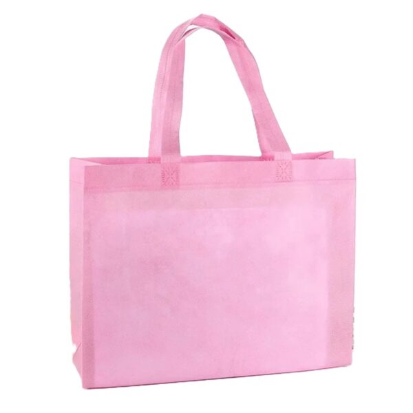 Pink reusable tote bag with handles