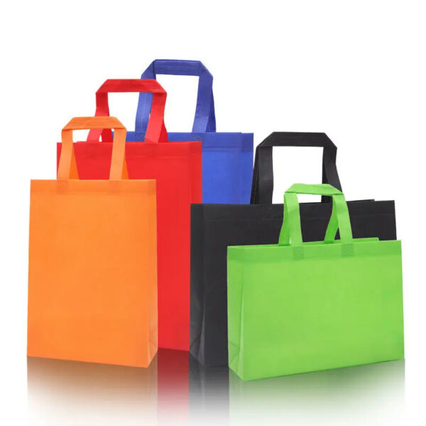 Colorful reusable shopping bags with handles