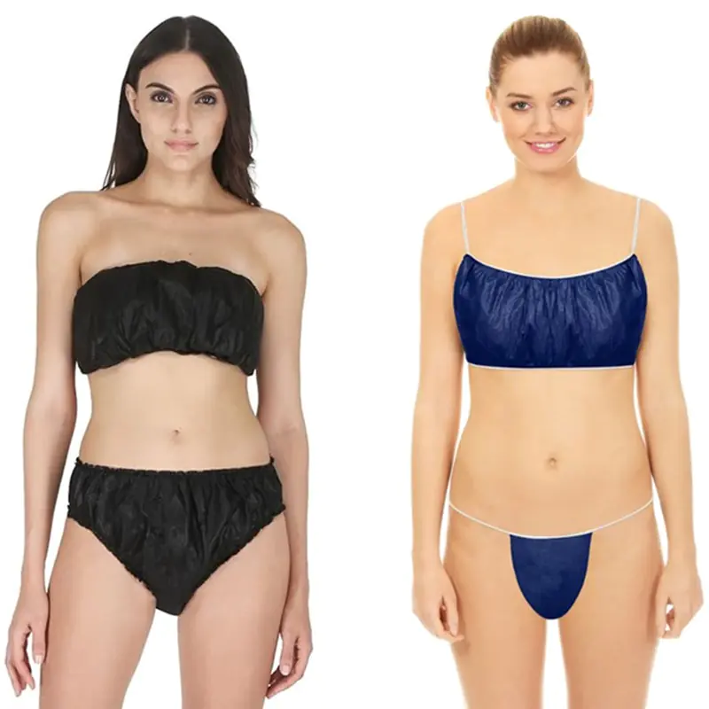 Women modeling disposable underwear sets
