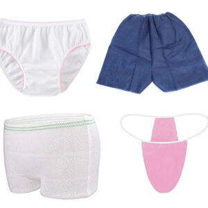 Disposable underwear types in assorted styles and colors.