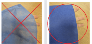 Comparing two blue fabrics, one durable, one see-through.