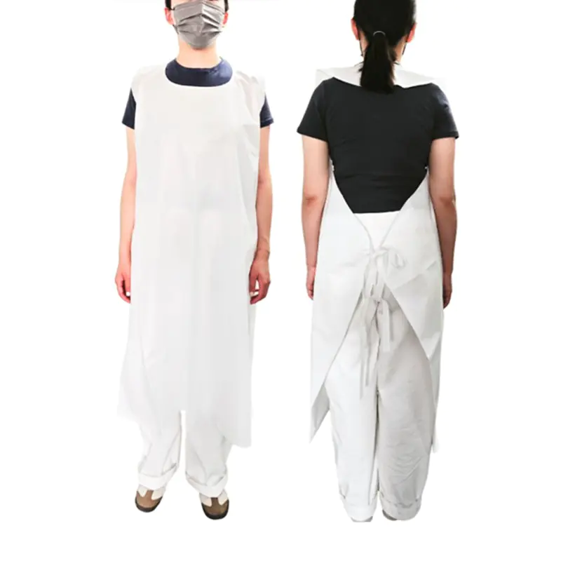 Front and back view of medical gown model.