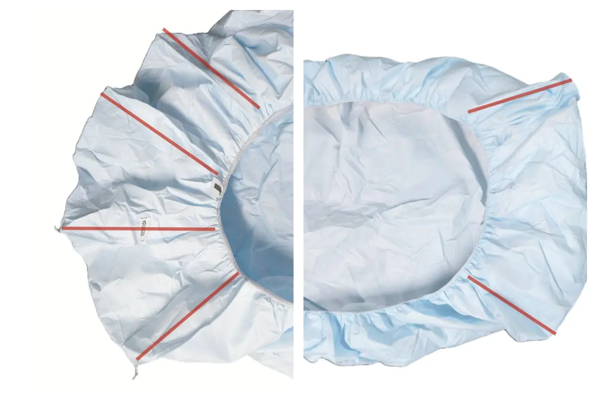 Crinkly blue surface with red lines