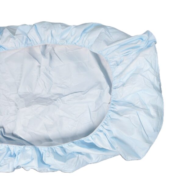 Light blue fitted sheet with elastic edges
