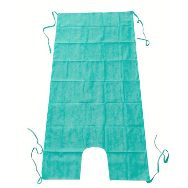 Teal waterproof bath aid with ties.
