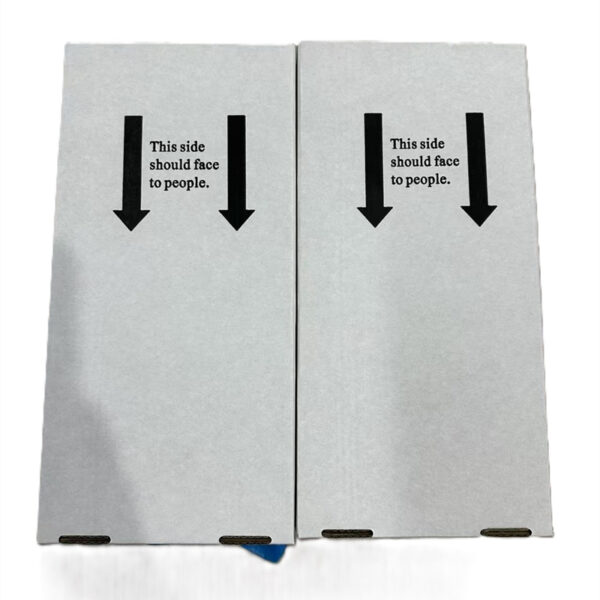 Box with arrows indicating front face