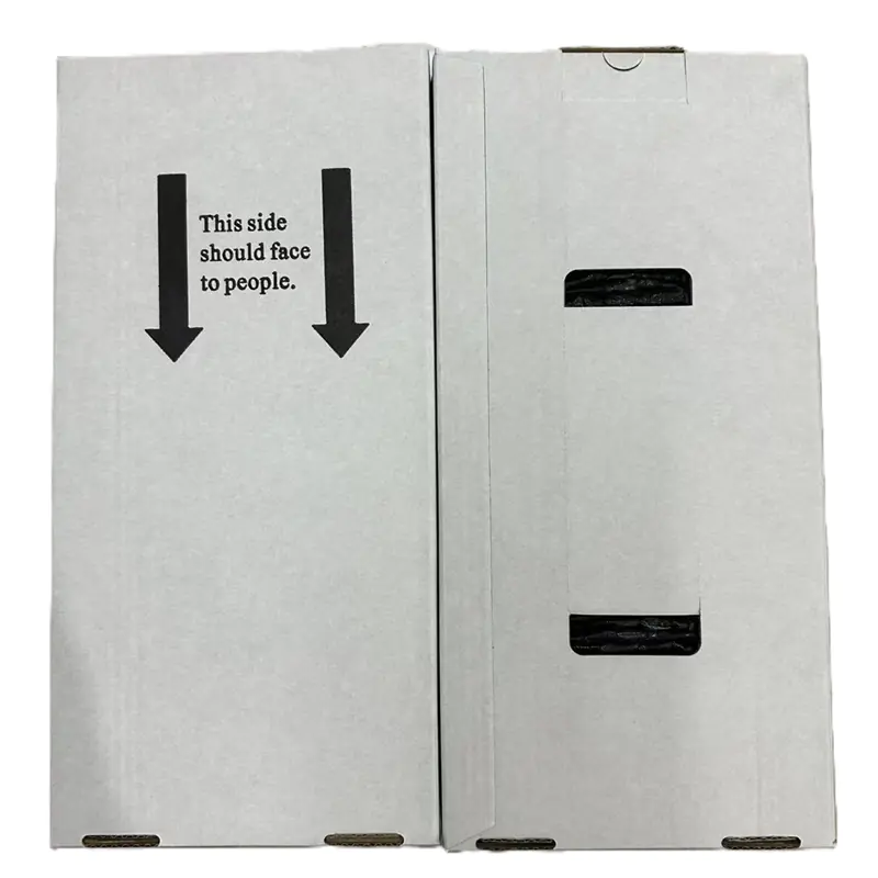 Cardboard box with facing instructions highlighted.